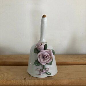 Vintage Floral Bell: 1970s White with Pink Flowers